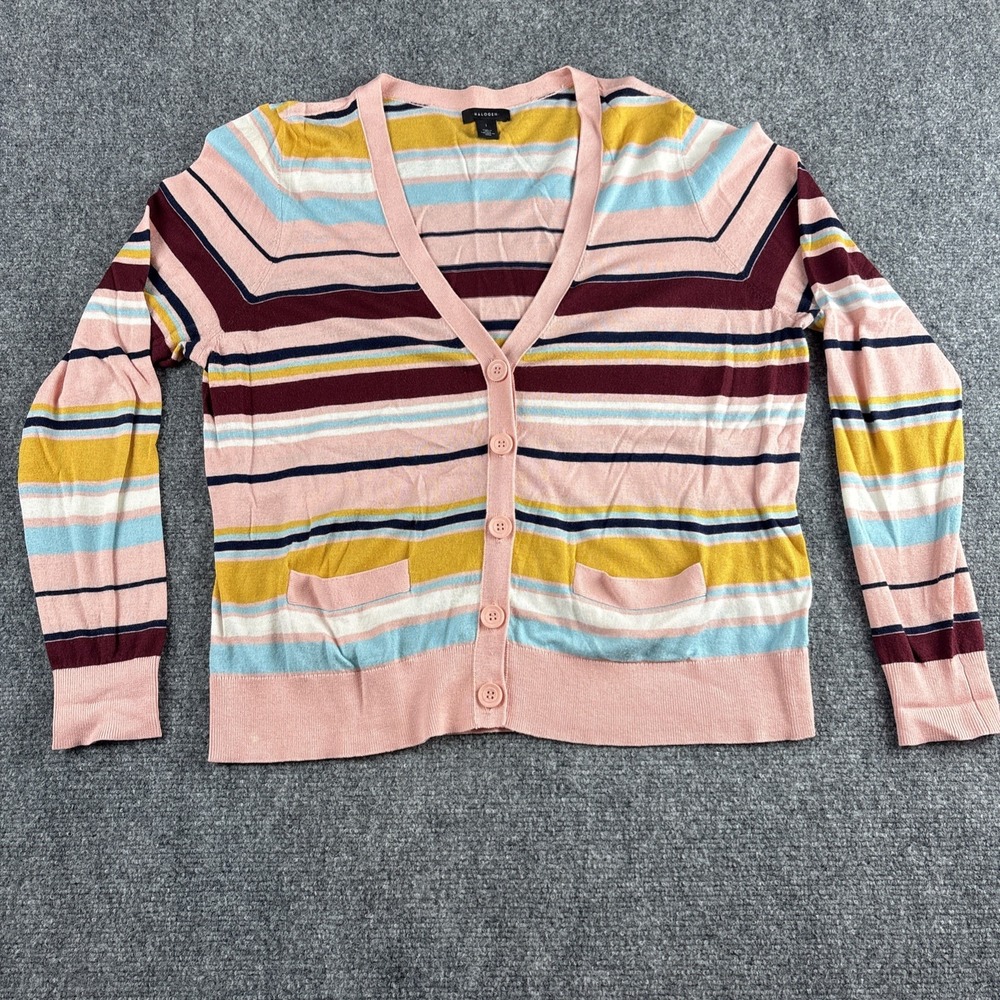 Halogen Nordstrom Multi-Color Striped Cardigan Sweater - Women's Plus Size 1X